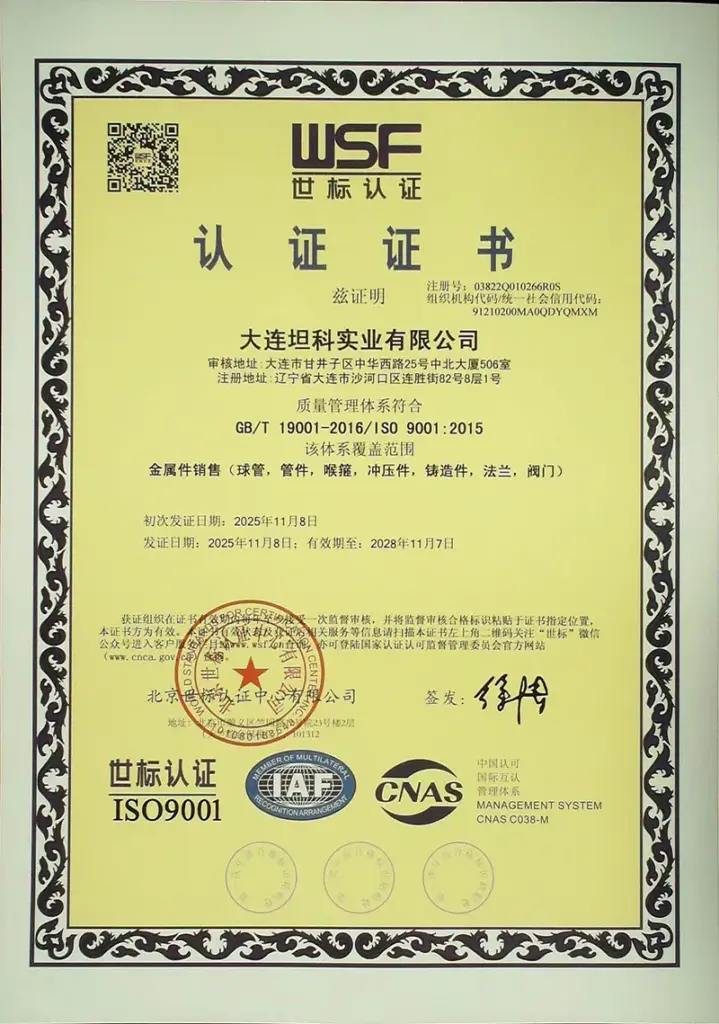 Tanco ISO9001-2015 Certification