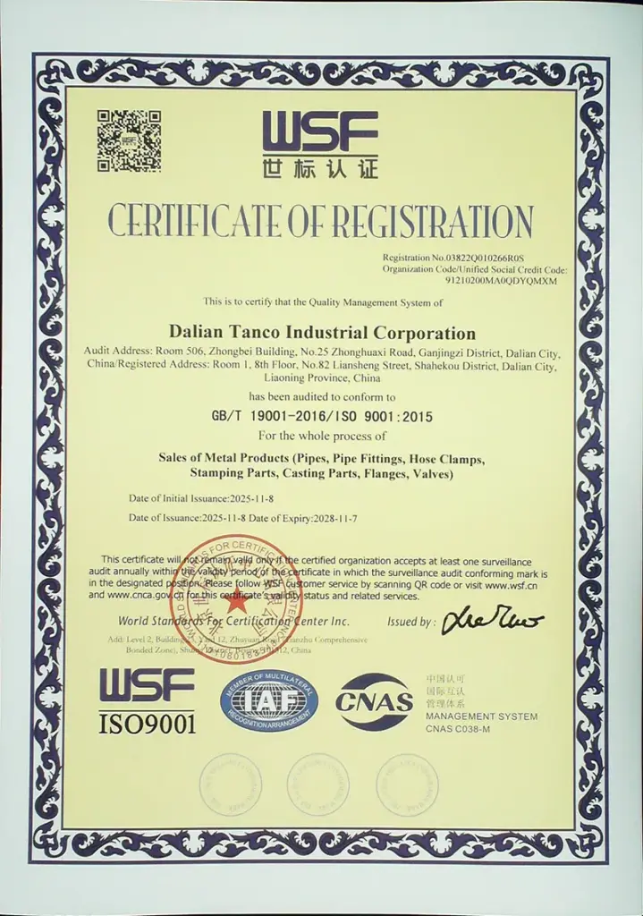 Tanco ISO9001-2015 Certification